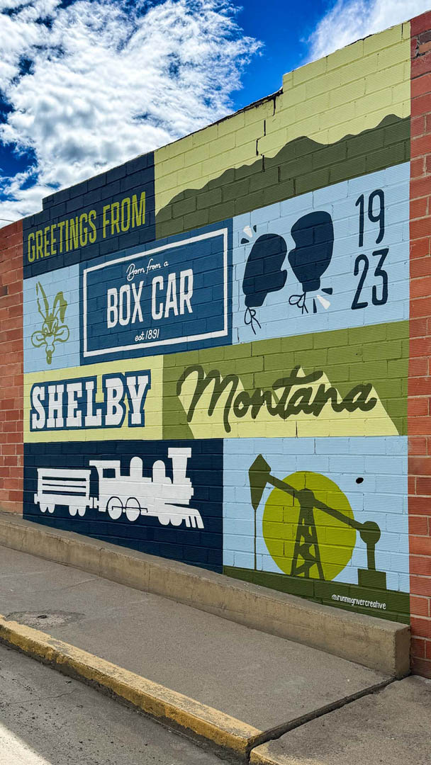downtown shelby, mt and painted mural