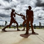 champions park with boxing statues in shelby, mt